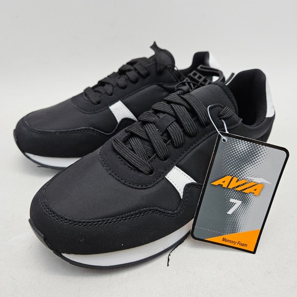Avia Shoes - Avia Retro Jogger Black White Memory Foam Sneakers WMAV21JT001 Womens 7 NEW